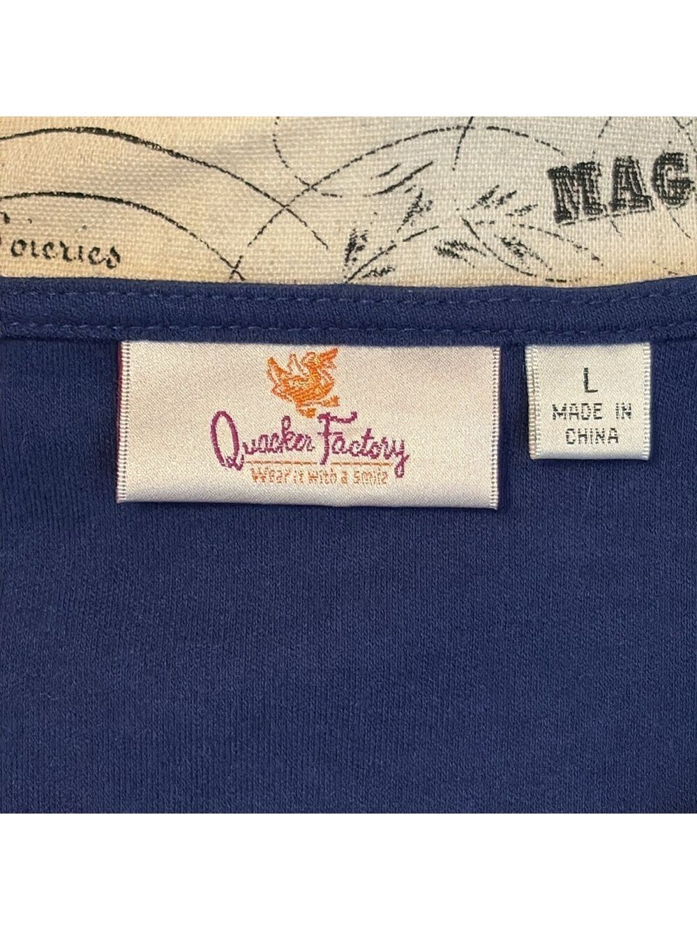 Quacker Factory Embellished Star Tee Short Sleeve Beaded Pearl Blue Size L - Picture 5 of 5